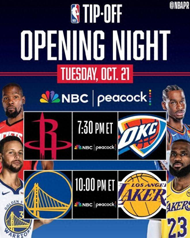 皇冠中国-NBA官宣重要赛程：揭幕战火雷战+湖勇战 圣诞大战火湖+侠勇对决